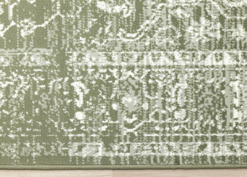 Tapis Florence vert et blanc elegant et classique, 6'7\" x 9'6\"