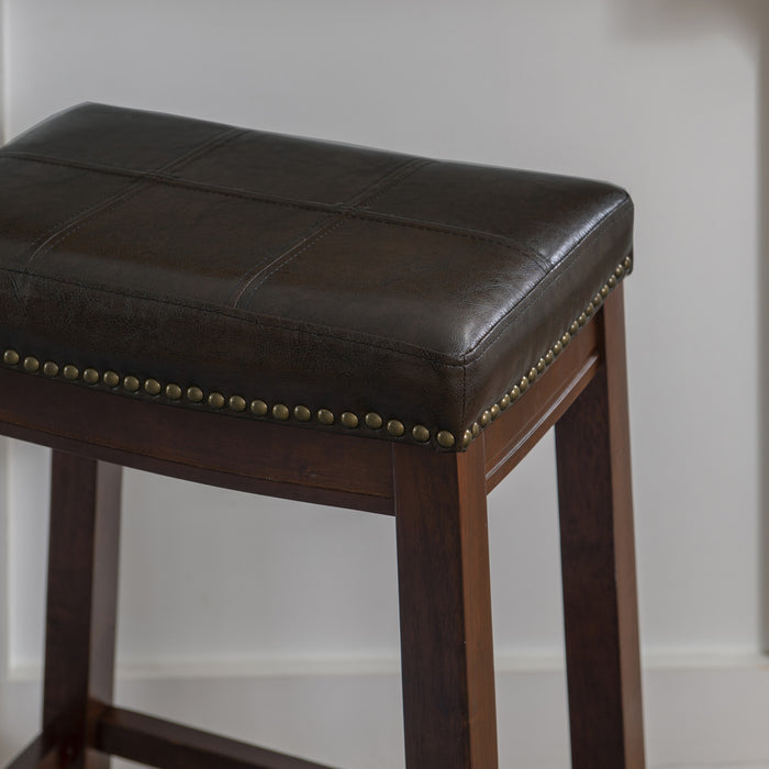 Tabouret Claridge de hauteur comptoir en similicuir et sans dossier - brun