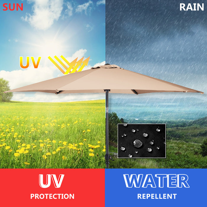 Costway Parasol de Patio 9FT Marche d'Exterieur en Acier Incline avec Manivelle Ombre Solaire Cour Jardin