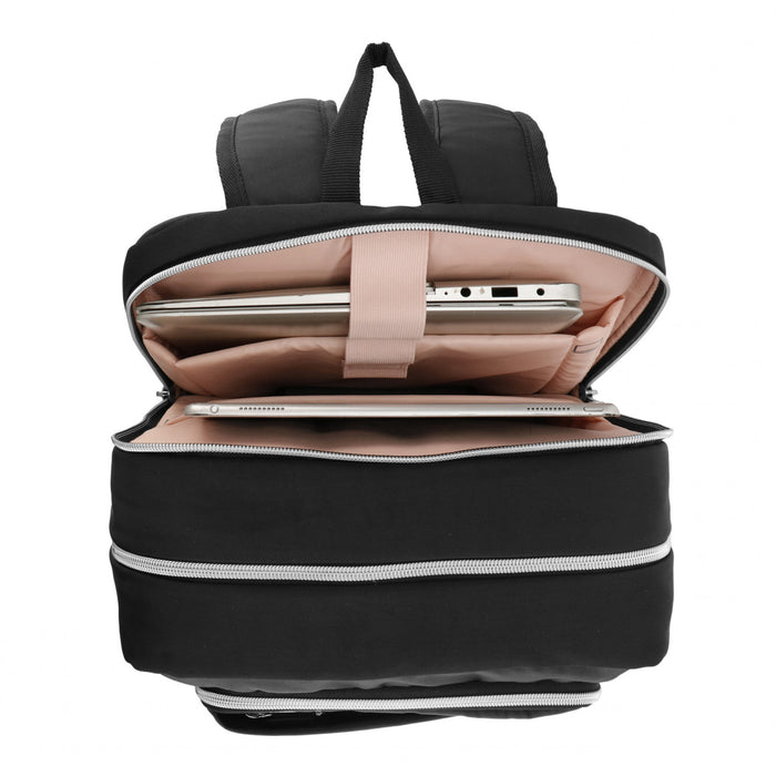 Sac a dos intelligent Swissdigital Design KATY ROSE - Rucksack avec port de chargement integre - Noir Platine