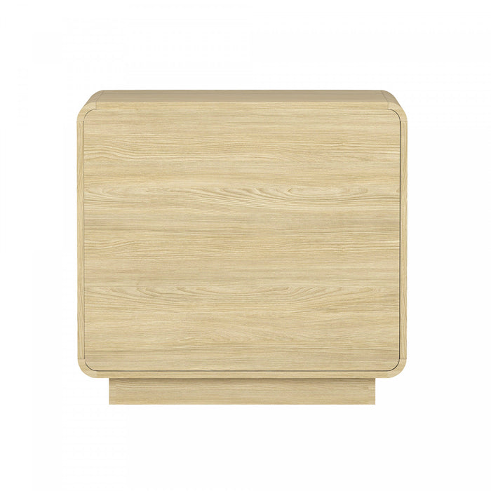 Table de nuit contemporaine moderne Chrystie 66 cm en bois naturel (2 tiroirs)