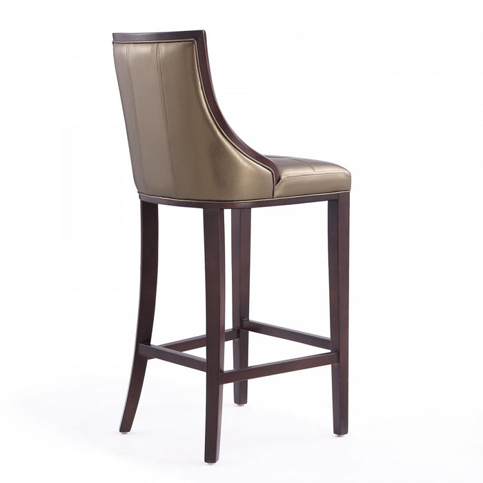 Tabouret de bar traditionnel en bois avec assise rembourree Fifth Avenue, bronze - Lot de 2