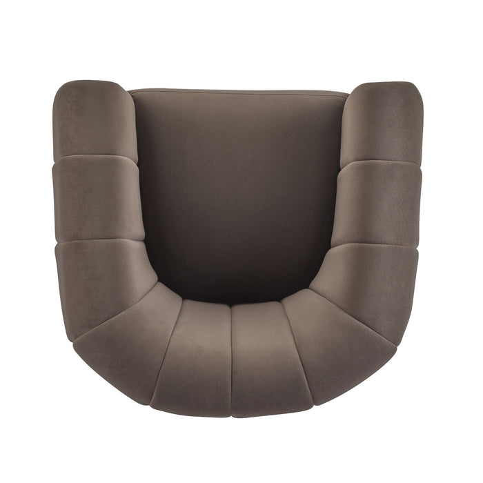 Vela Fauteuil Club Moderne en Velours Pivotant a Coque, Noir, Brun Fonce