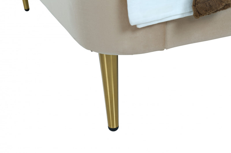 Lit jumeau Heather style milieu du siecle moderne, tapisse de velours, or et beige