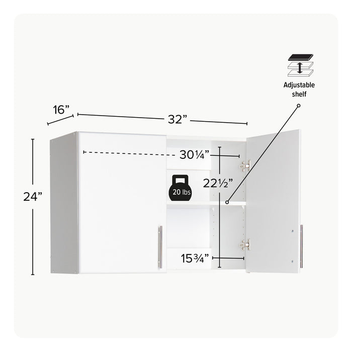 Armoire murale superposable Elite de 32 po - blanche