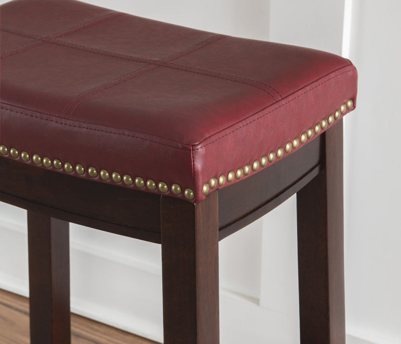 Tabouret Claridge de hauteur comptoir en similicuir et sans dossier - rouge