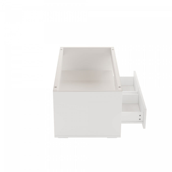 Emily table basse avec eclairage LED et rangement ouvert, blanc