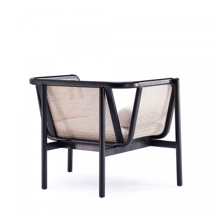 Fauteuil d’appoint chic industriel Versailles en bois et cannage, creme – Lot de 2