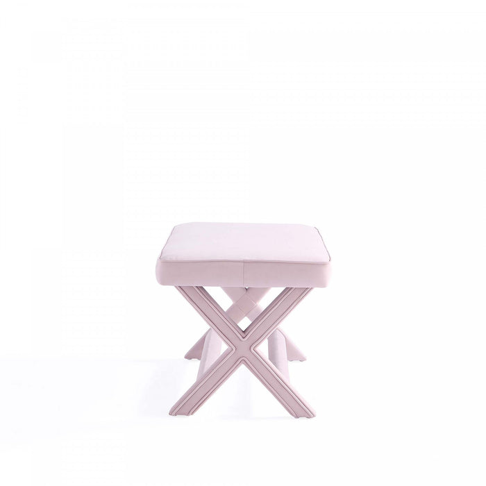 Banc d’appoint Abigail style milieu du siecle moderne en velours rose