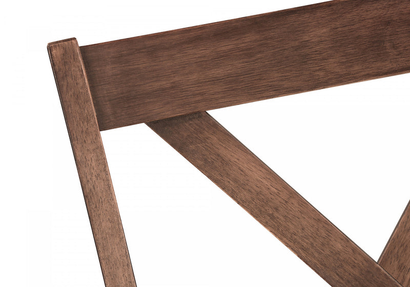 Ensemble de 2 chaises de salle à manger de style transitionnel avec tissu brun et armature en bois noyer pour la cuisine et la salle à manger