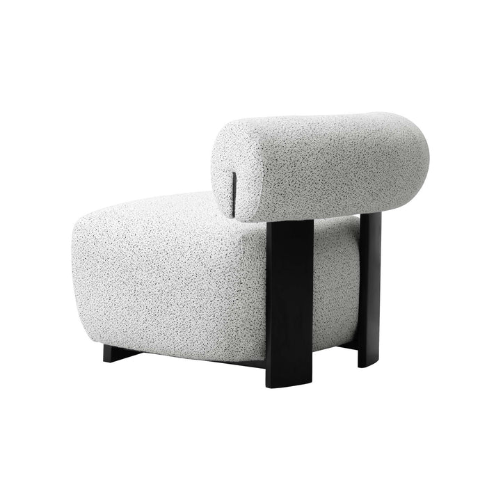 Fauteuil lounge rembourre Bartow style milieu du siecle en ivoire multicolore - Lot de 2