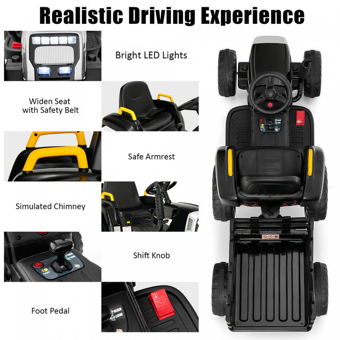 Costway Tracteur A Remorque Electrique 12v Avec Telecommande Et Lumieres Led