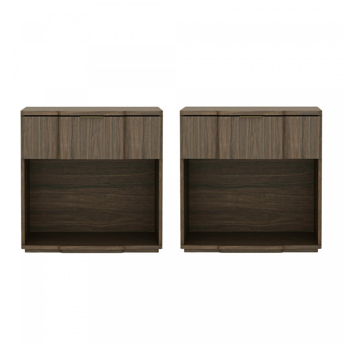 Table de nuit Clive style milieu du siecle 56 cm en noyer (1 tiroir)