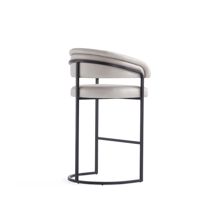 Tabouret de bar moderne Augusta en metal et tissu gris clair - Lot de 2