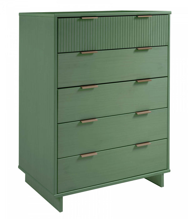 Commode Granville Moderne 38\" en vert sauge (5 tiroirs)