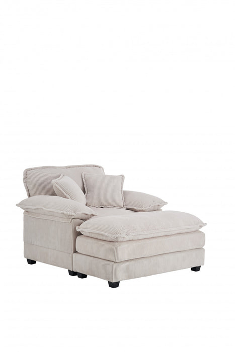 Liam Canape d'interieur moderne en velours cotele 46,9\" avec 2 coussins moelleux, Blanc