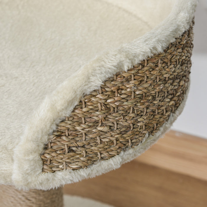 Pawhut Petit Arbre A Chat Avec Griffoir, Perchoir, Boule De Jouet, Tour De Chat Pour Chats D'interieur - 16\" X 16\" X 19\", Beige