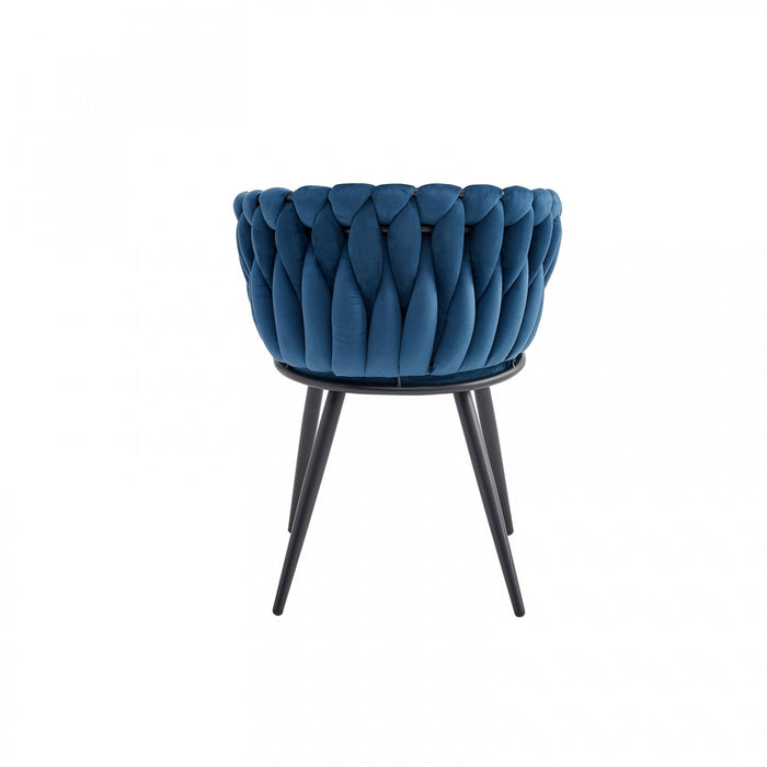 Chaise de salle à manger avec accoudoirs Hildy en velours bleu (ensemble de 2)