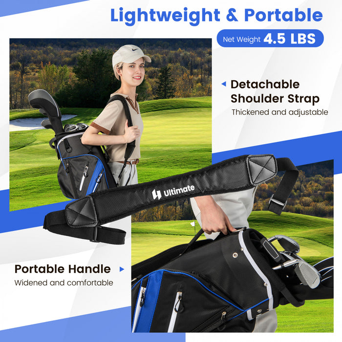 Sac De Chariot De Golf Leger Costway Avec 14 Diviseurs Superieurs De Maniere 9 Poches Sac De Refroidissement De Capuchon De Pluie