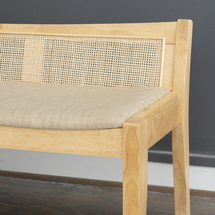 Banc Bauer en tissu et en cannage - naturel