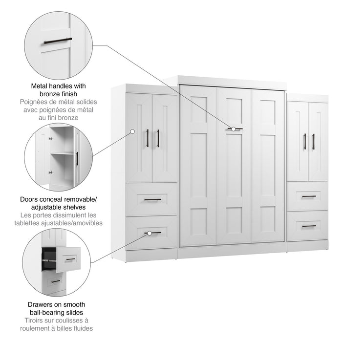 Lit double escamotable Edge de Bestar avec garde-robes (110 po [L]) - blanc