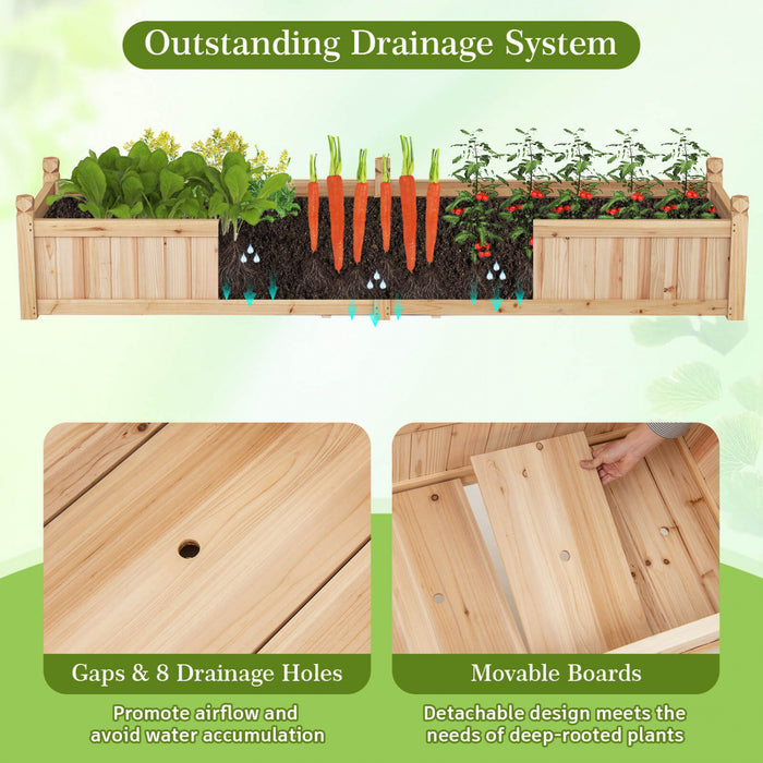 Costway En Bois Souleve Lit De Jardin Exterieur Rectangulaire Planter Boite Whth Trous De Drainage, Naturel