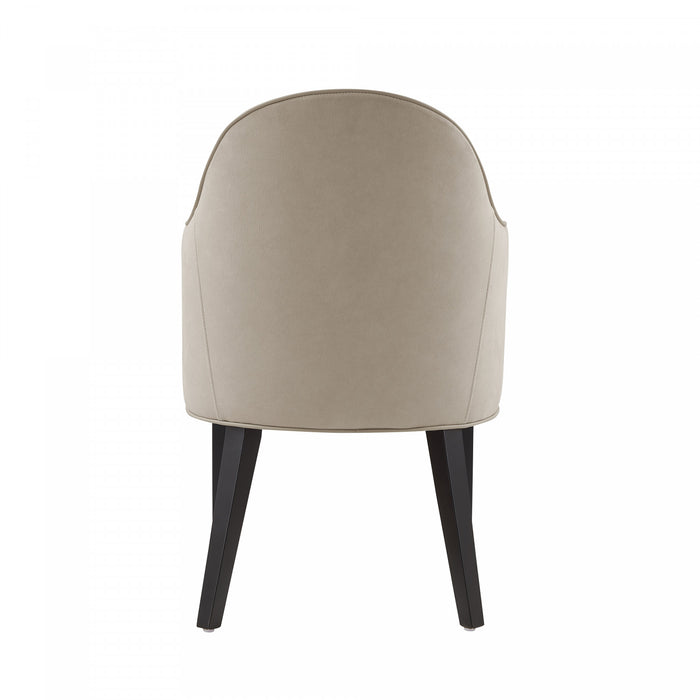 Fauteuil moderne Hillman en cuir vegetalien et velours avec accoudoirs en bois, sable - Lot de 2