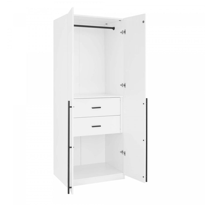 Armoire-penderie moderne Lee 2 pieces en blanc