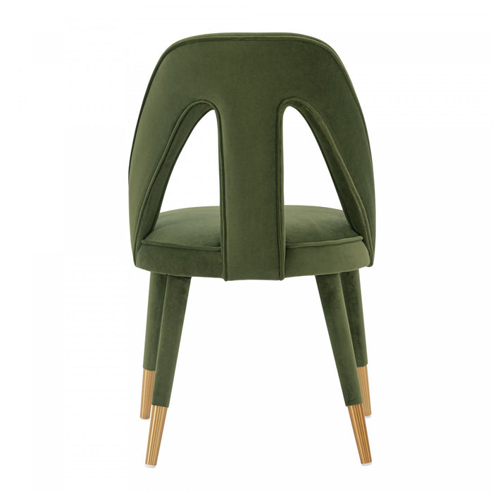 Chaise de salle a manger moderne Neda en velours vert olive - Lot de 2