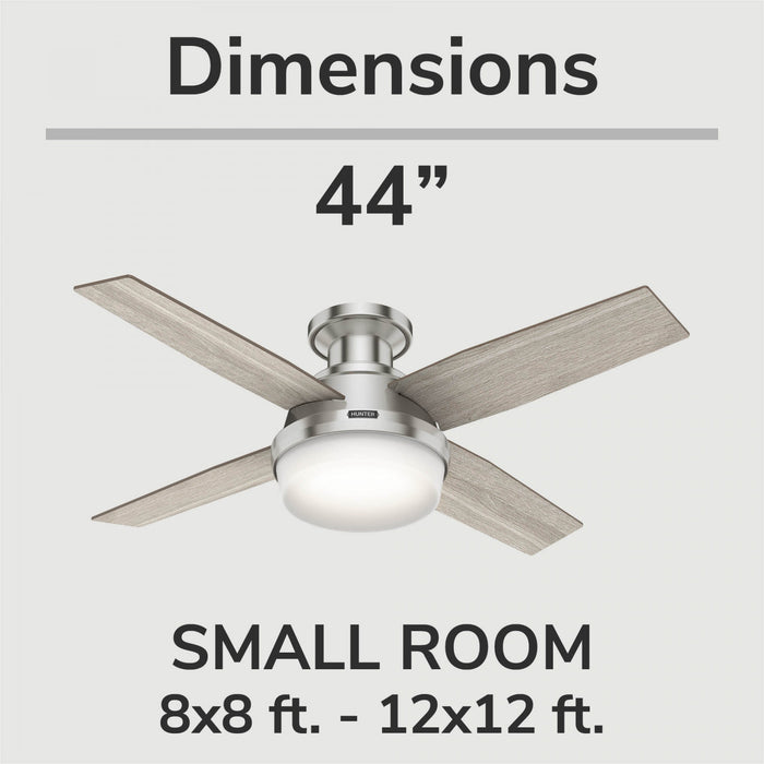 Ventilateur de plafond Dempsey à profil bas avec luminaire - Gris