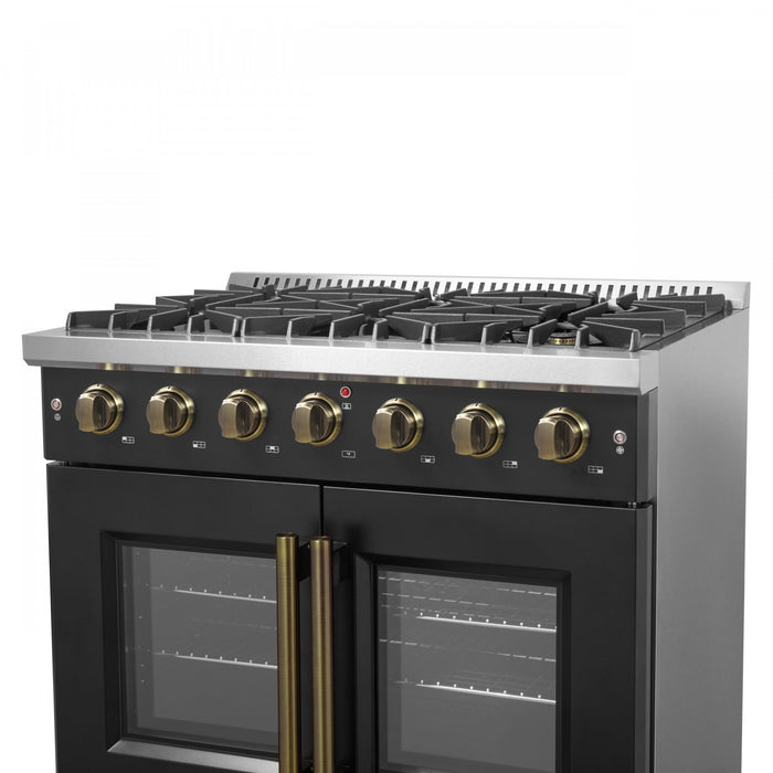 Cuisiniere a gaz noire Galiano 36 pouces, 4,32 pi³ – FFSGS6444-36BLK