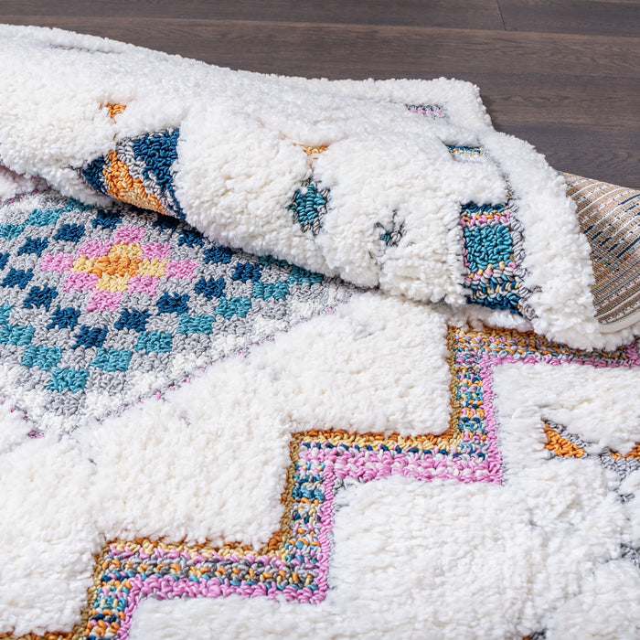 Carpette à poil long Lola à motif de couronne - 2 pi 7 po x 8 pi