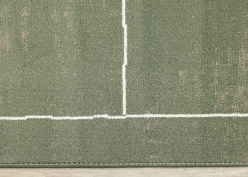 Tapis Florence de terrain de football vert, marron et blanc, 6'7\" x 9'6\"