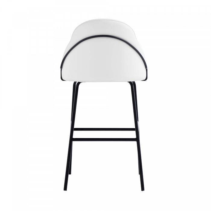 Tabouret de bar moderne en metal et tissu Gracie, blanc et noir - Lot de 2