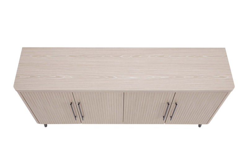 Buffet Jodie style milieu du siecle de 165 cm a rainures, chene blanchi