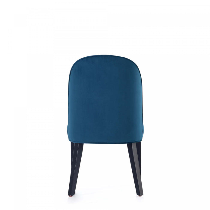 Chaise de salle a manger moderne en bois Hillman avec revetement bleu - Lot de 2