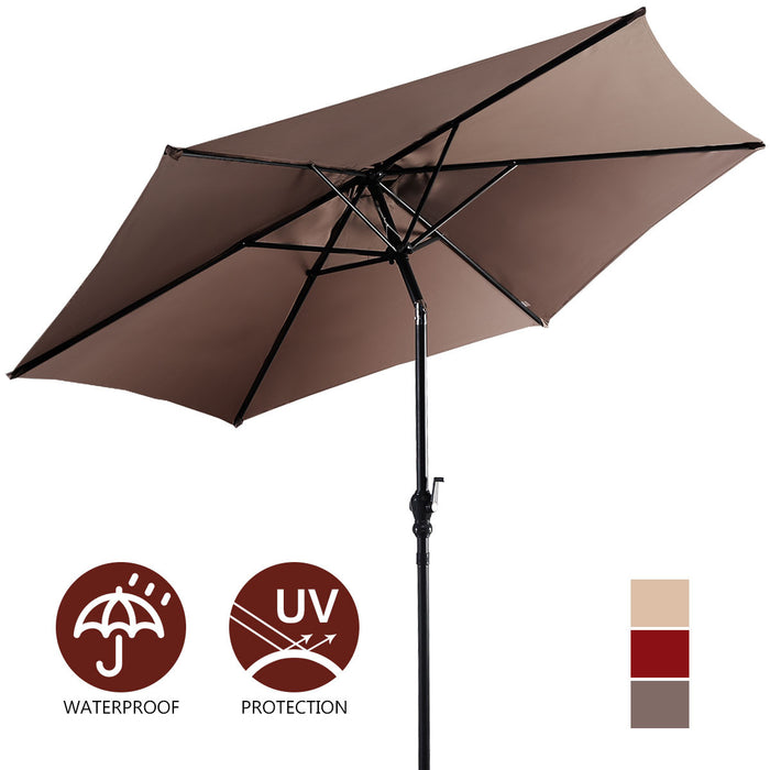Costway Parasol de Patio 9ft Marche en Acier Incline avec Manivelle Cour Jardin Tan