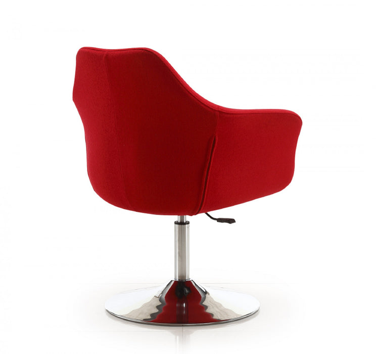 Fauteuil pivotant moderne Kinsey en melange de laine rouge - Lot de 2