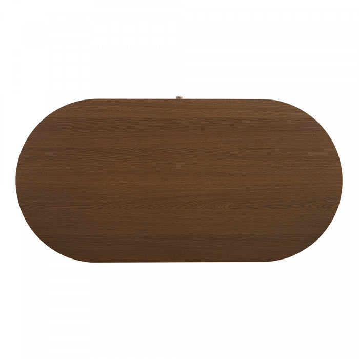 Grain Table Basse Noyer 39.3 po avec Porte Enroulable et Tiroir Acrylique, Noyer