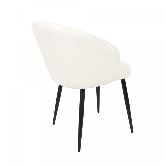 Chaise laterale moderne contemporaine Looma en cuir vegetalien et metal, ivoire - Lot de 2