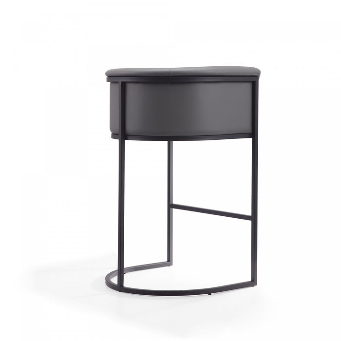 Tabouret de bar cosmopolite mi-siecle moderne en metal et tissu gris - Lot de 3