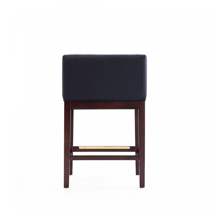 Tabouret de comptoir Kingsley style milieu du siecle en bois et tissu, noir – Lot de 2