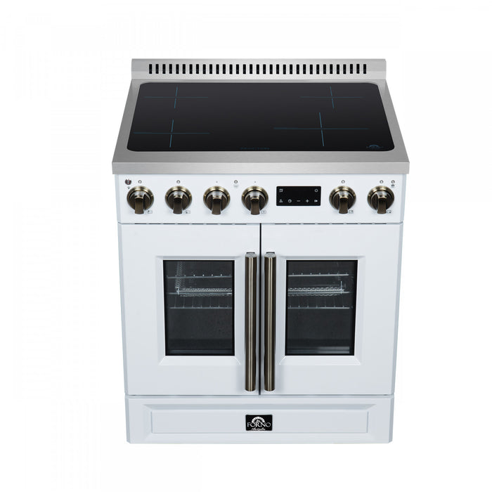 Cuisiniere a induction Torino de 30 po, blanche, avec portes francaises, 4,32 pi³ – FFSIN0950-30WHT