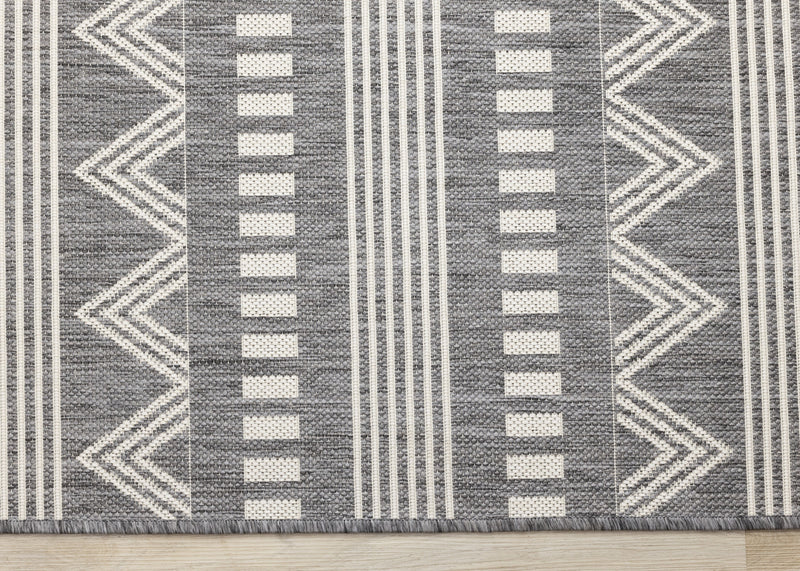 Tapis Jackson gris blanc a motifs en rangees, 7'10\" x 10'6\"