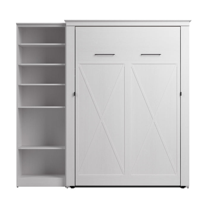 Lit double escamotable Key West de Bestar de 88 po (L) avec organisateur de garde-robe - blanc chêne solide