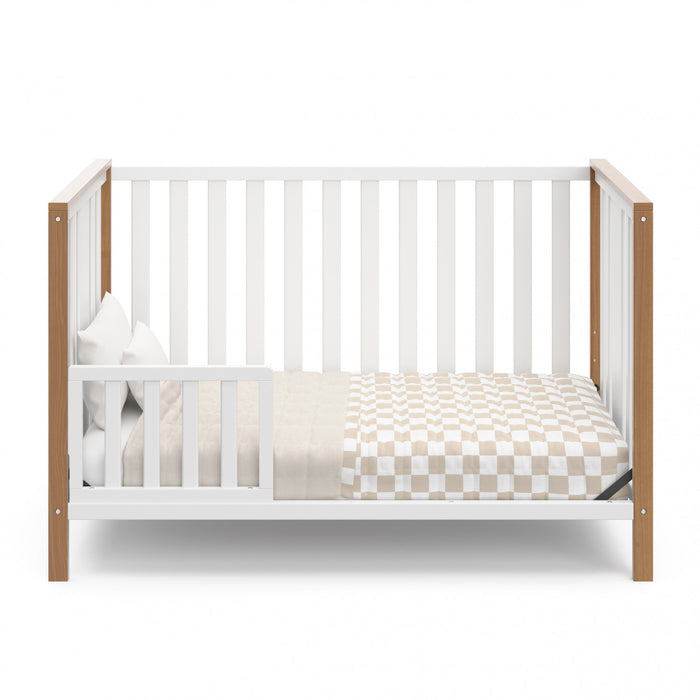 Storkcraft Modern Pacific Lit de bebe convertible 4-en-1 - Blanc avec vintage bois clair
