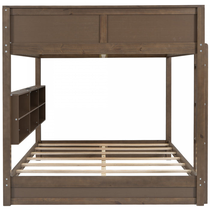 Aaron – Lit Superpose En Bois Avec Armoires De Rangement Et Ports Usb, Format Grand, Fini Bois Vieilli