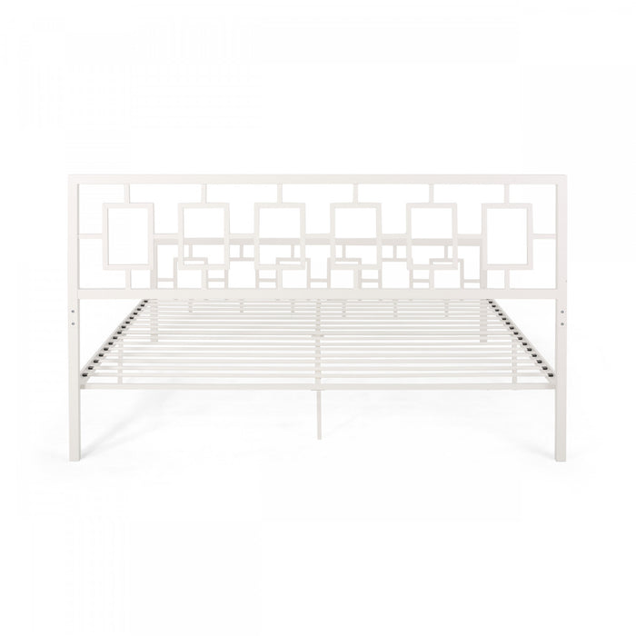 Henry Cadre De Lit En Metal Avec Tete De Lit Vintage, Taille King, Blanc