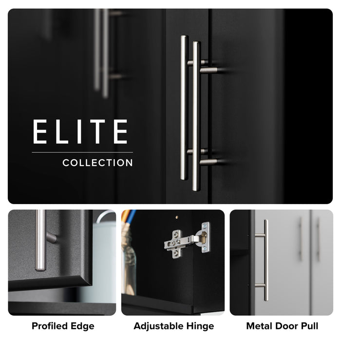 Armoire profonde de rangement Elite avec tablettes fixes et réglables - noire