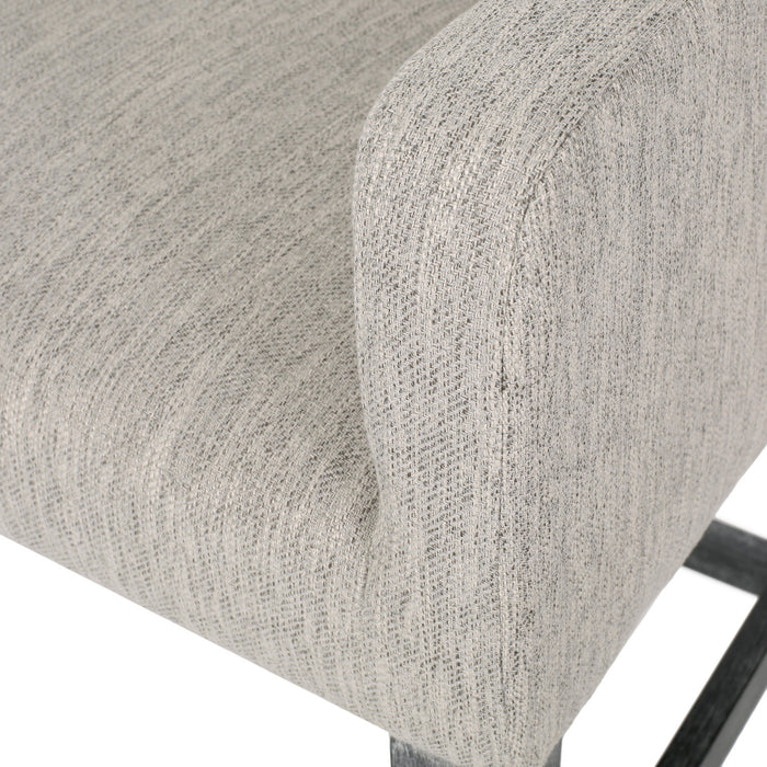 Tabouret De Comptoir Griffith Hauteur D’assise 66 cm – Tissu Rembourre Et Pieds En Bois Massif, Gris Clair